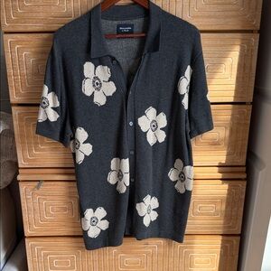 Abercrombie & Fitch Dark Gray Floral Sweater Polo